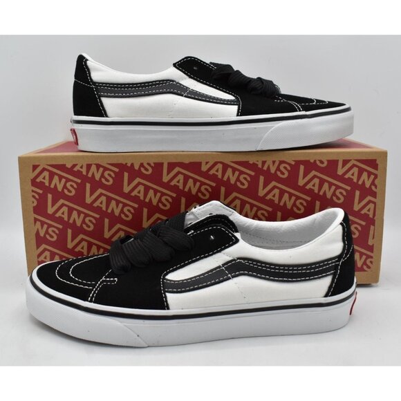 Vans Womens Size 7 SK8 Low Black White Lace Up Casual Sneakers Shoes - Picture 6 of 9